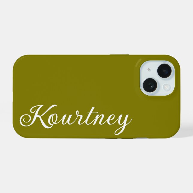 STYLISH MODERN ELEGANT CUSTOMIZED NAME OLIVE iPhone 15 CASE (Back Horizontal)
