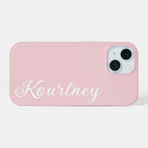 STYLISH MODERN ELEGANT CUSTOMIZED NAME PALE PINK iPhone 15 CASE