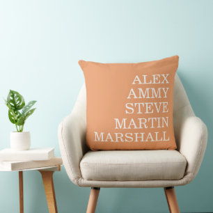 STYLISH MODERN ELEGANT CUSTOMIZED NAME PEACH CUSHION