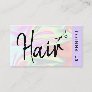 Stylish modern elegant holographic hairstylist business card