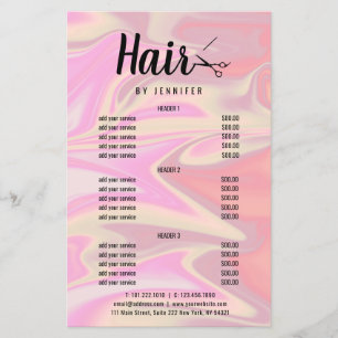 Stylish modern elegant holographic hairstylist flyer