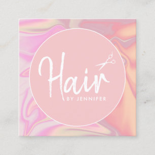 Stylish modern elegant holographic hairstylist square business card