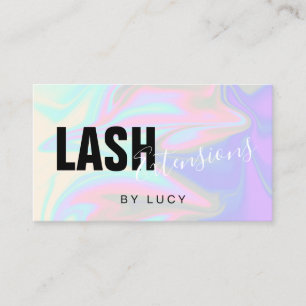 Stylish modern elegant holographic lash extensions business card