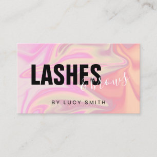 Stylish modern elegant holographic lashes & brows business card