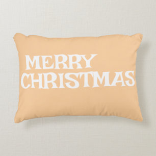 STYLISH MODERN ELEGANT MERRY CHRISTMAS PEACH COLOR DECORATIVE CUSHION