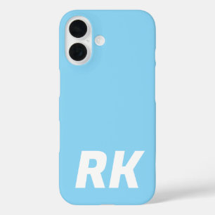 Stylish Modern Elegant Name Minimal Solid Blue. iPhone 16 Case