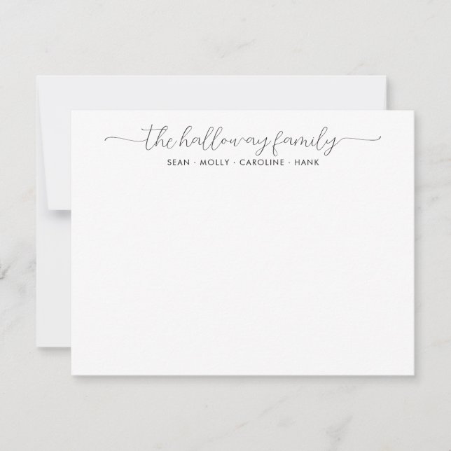 Stylish Modern Family Name Couple Black Script Card (Front)