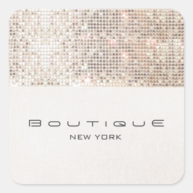 Stylish Modern FAUX Silver Sequins Square Sticker (Front)