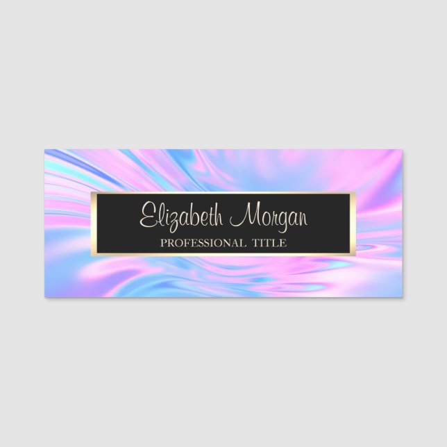 Stylish Modern, Frame,Holographic  Name Tag (Front)