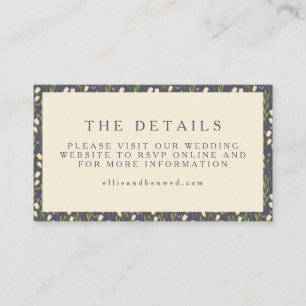 Stylish Modern Garden Floral Art Wedding Website  Enclosure Card
