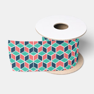 Stylish Modern Geometric Colour Cube Satin Ribbon