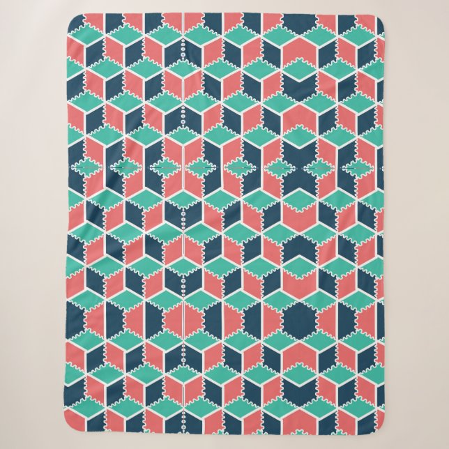 Stylish Modern Geometric Colour Cube Sherpa Blanket (Front)