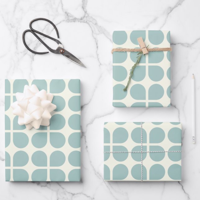 Stylish Modern Geometric Pattern in Pale Blue Grey Wrapping Paper Sheet (Front)