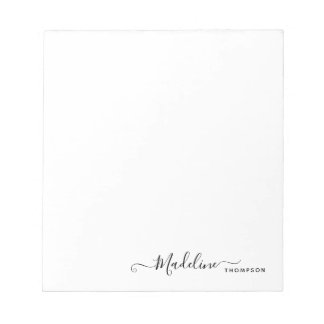 Stylish Modern Girly Script Black Notepad