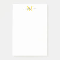 Stylish Modern Girly Script Monogram Black Yellow