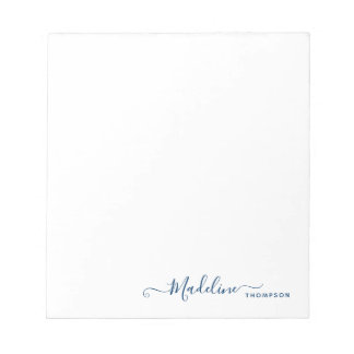 Stylish Modern Girly Script Navy Blue Notepad