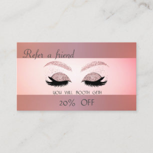 Stylish Modern Glitter Faux Lashes Referral Card