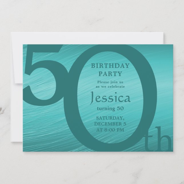 Stylish Modern Gold and Teal Birthday Invitation (Front)