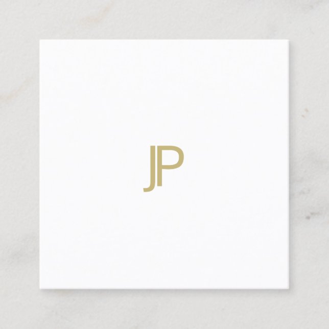 Stylish Modern Gold Monogram Professional Template Square Business Card (Front)