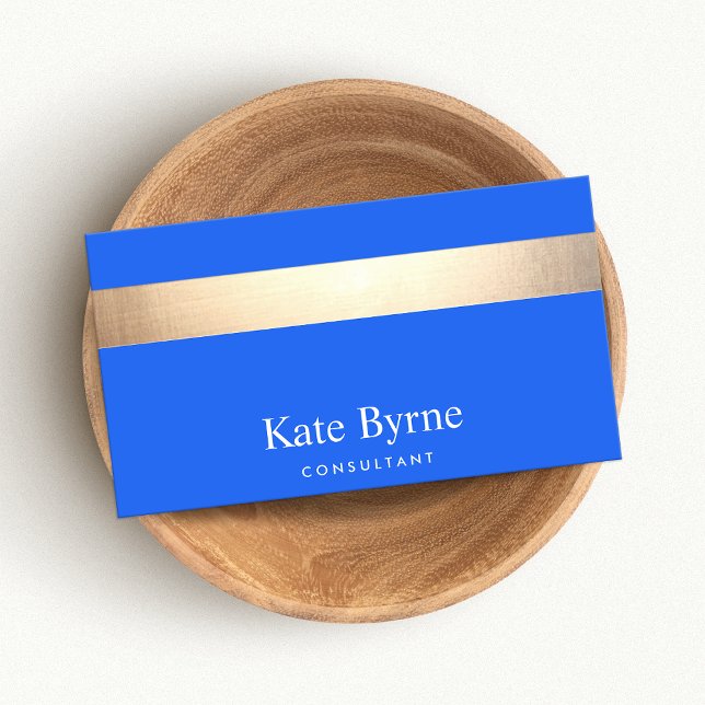 Stylish Modern Gold Stripe Cobalt Blue Business Card (Creator Uploaded)