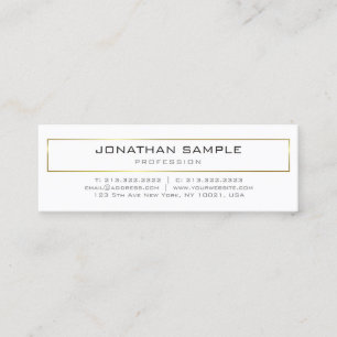 Stylish Modern Gold White Design Trendy Plain Mini Business Card