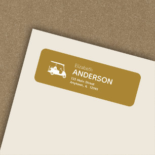 Stylish Modern Golf Cart Gold Return Address