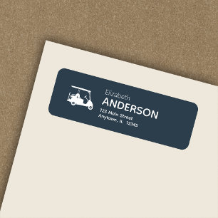 Stylish Modern Golf Cart Navy Blue Return Address