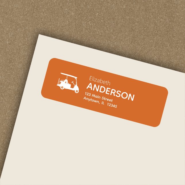 Stylish Modern Golf Cart Orange Return Address (Creator Uploaded)