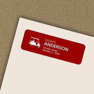 Stylish Modern Golf Cart Red Return Address