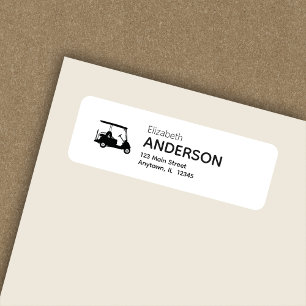Stylish Modern Golf Cart White Return Address