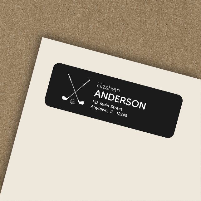 Stylish Modern Golf Clubs Black Return Address (Creator Uploaded)