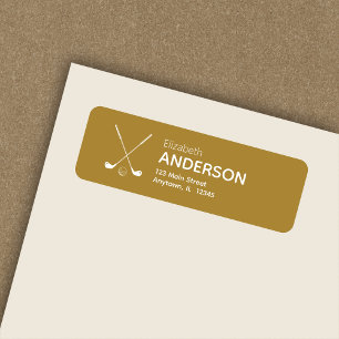 Stylish Modern Golf Clubs Gold Return Address