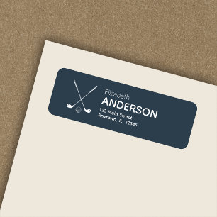 Stylish Modern Golf Clubs Navy Blue Return Address