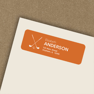 Stylish Modern Golf Clubs Orange Return Address