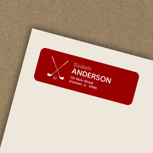 Stylish Modern Golf Clubs Red Return Address