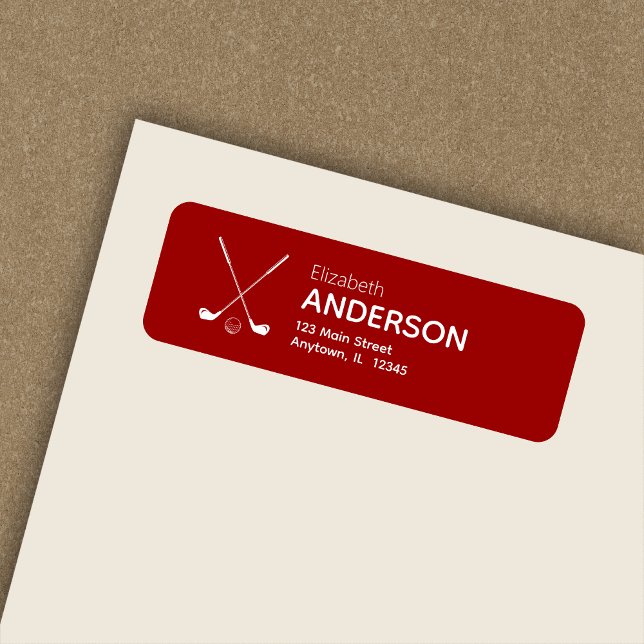 Stylish Modern Golf Clubs Red Return Address (Creator Uploaded)