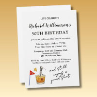 Stylish Modern Golf Humourous 50th Birthday Party