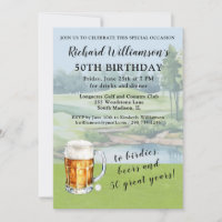 Stylish Modern Golf Humourous 50th Birthday Party