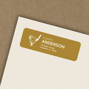 Stylish Modern Golf Tee Gold Return Address