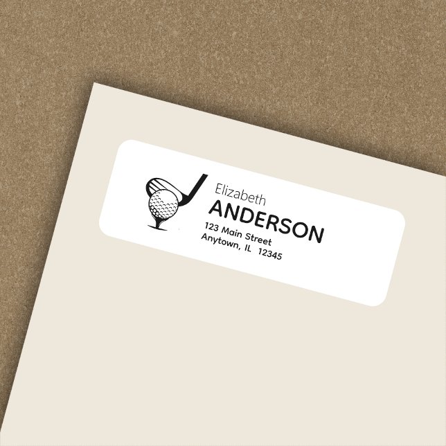 Stylish Modern Golf Tee White Return Address (Creator Uploaded)