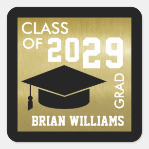 stylish & modern graduation CLASS OF faux gold Square Sticker