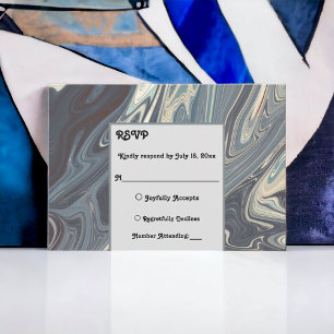 Stylish Modern Grey Abstract Painting Chic Wedding RSVP Card