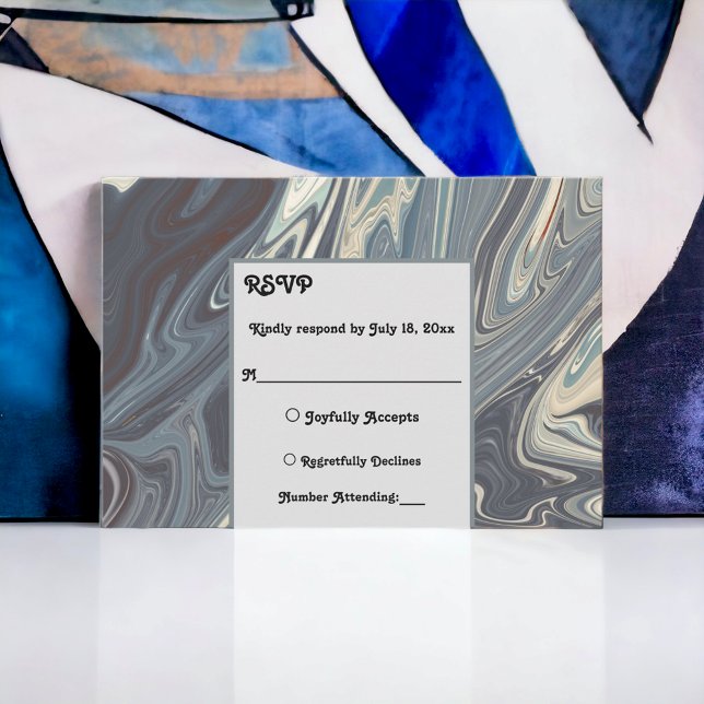 Stylish Modern Grey Abstract Painting Chic Wedding RSVP Card (Creator Uploaded)