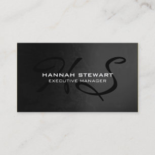 Stylish Modern Grey Pattern Black Monogram Business Card