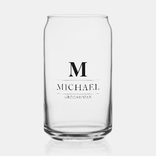 Stylish Modern Groomsmen Gifts Monogram Best Man Can Glass