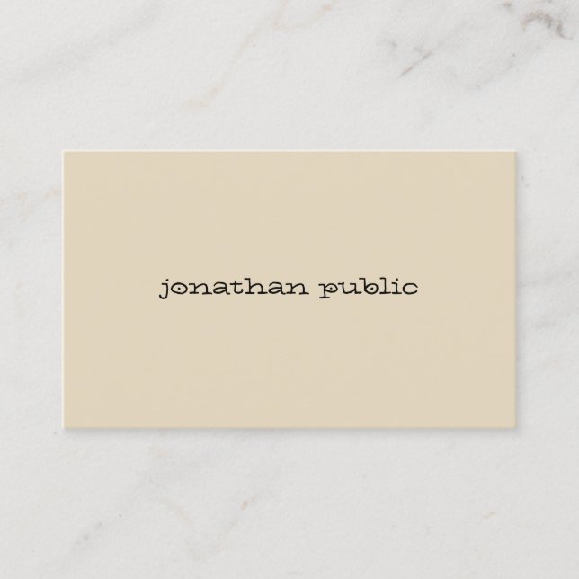 Stylish Modern Hand Script Beige Chic Simple Plain Business Card (Front)