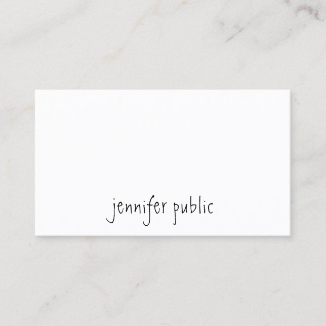Stylish Modern Hand Script Name Text Minimalist Business Card (Front)