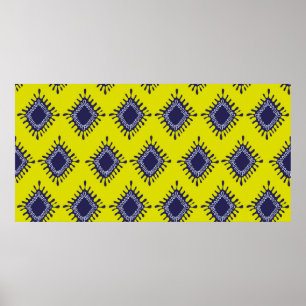 Stylish modern ikat tribal seamless pattern poster