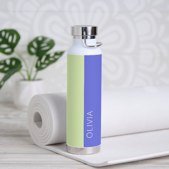 Stylish Modern Lime Green Blue Purple Minimalist Water Bottle (Yoga)