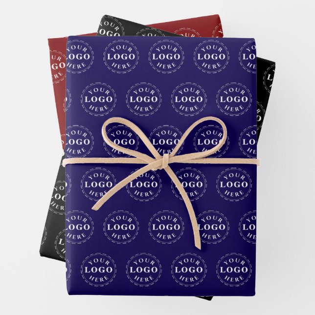 Stylish Modern Logo Pattern BRB Gift Wrap Sheets (In situ)